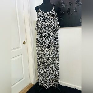 Ultra Flirt Black and White Animal Print Maxi Dress